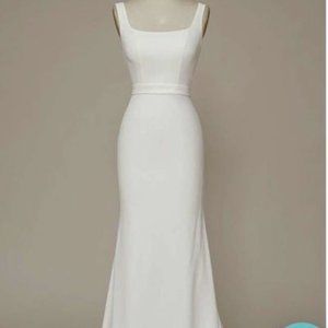 Minimalist square neck wedding dress
